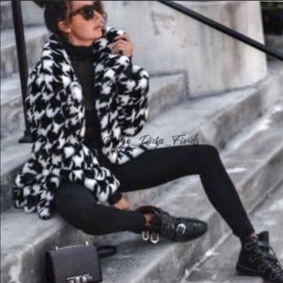 Ellie & Kate Black/White Houndstooth Jacket Sz M NWT - Picture 2 of 9